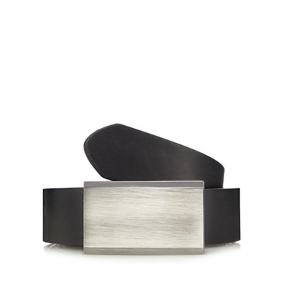 The Collection Black coated bonded leather buckle belt